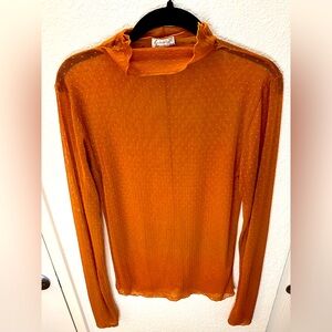 Free People x intimately. Sheer, Orange, Long Sleeve Top. Size Large.